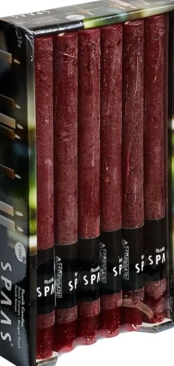 Outlet Spaas Stabkerzen Rustic weinrot H 25 cm 12 St. Stabkerzen