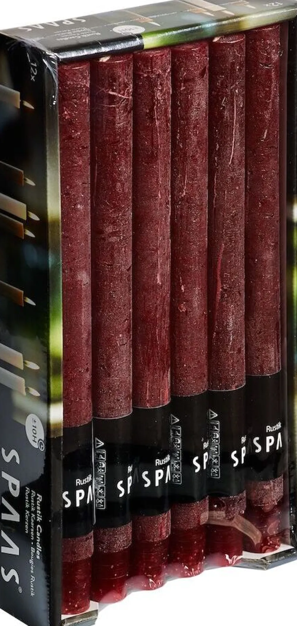 Outlet Spaas Stabkerzen Rustic weinrot H 25 cm 12 St. Stabkerzen