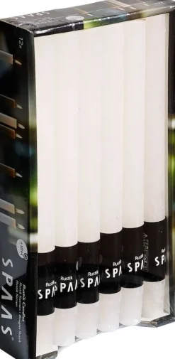 Outlet Spaas Stabkerzen Rustic weiß H 25 cm 12 St. Stabkerzen