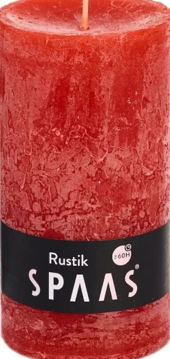 Outlet Spaas Stumpenkerze Rustic rot D 7 cm H 13 cm Stumpenkerzen