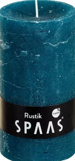 Discount Spaas Stumpenkerze Rustic blau-grün D 7 cm H 13 cm Stumpenkerzen