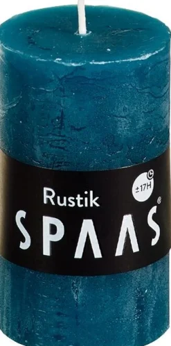 Best Spaas Stumpenkerze Rustic blau-grün D 4,8 cm H 8 cm Stumpenkerzen