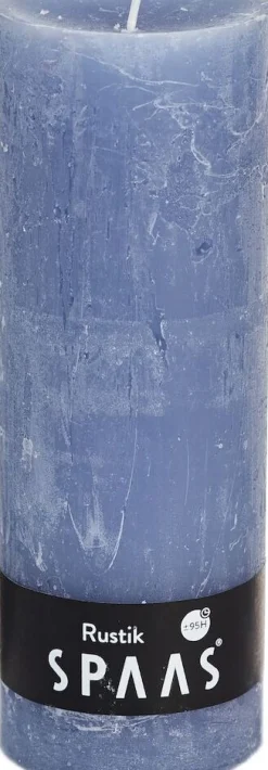 Outlet Spaas Stumpenkerze Rustic grau-blau D 6,8 cm H 19 cm Stumpenkerzen