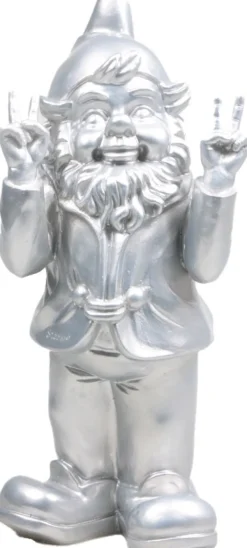 Stoobz Design Gartenzwerg Peace silber 11 x 13 x 31 cm Gartenzwerge & -Figuren