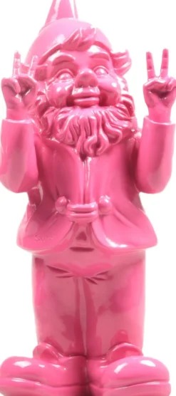 Best Stoobz Design Gartenzwerg Peace rosa 11 x 13 x 31 cm Gartenzwerge & -Figuren