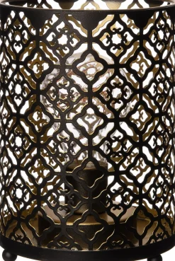 Clearance Tischleuchte Blume schwarz / gold warmweiß D 12 H 16 cm Tischleuchten