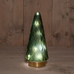 Hot Tischleuchte Weihnachtsbaum grün mit 10 LEDs warmweiß D 10,5 H 24,5 cm Weihnachtsfiguren & -Objekte|Weihnachtsleuchten