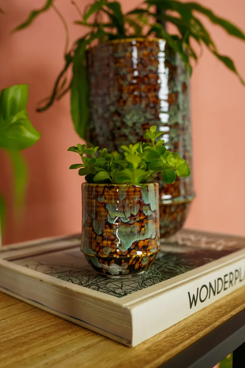 New TS Blumentopf Noud braun / mint D 17 H 15 cm Blumentöpfe|Blumentöpfe & Pflanzgefäße