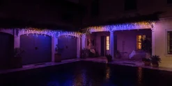Hot Twinkly Eisregen-Lichterkette mit App 190 LEDs bunt und warmweiß 5 m Weihnachtsbaumbeleuchtung|Eisregen Lichterketten