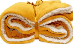 Sale Unique Living Decke Lars gelb 150 x 200 cm Decken & Plaids