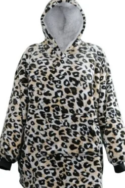 Unique Living Deckenpulli mit Kapuze Leo Animalprint onesize Pullover