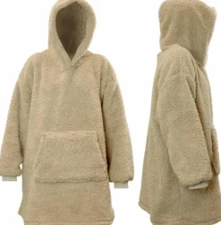 Clearance Unique Living Hoodie Deckenpulli mit Kapuze Teddy grau onesize Pullover