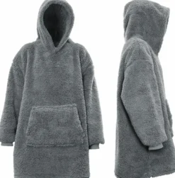 Clearance Unique Living Hoodie Deckenpulli mit Kapuze Teddy dunkelgrau onesize Pullover