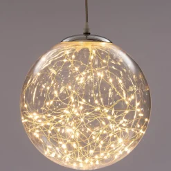 New Weihnachtsanhänger Kugel klar mit 80 LEDs warmweiß D 18 cm Weihnachtsdeko Zum Aufhängen