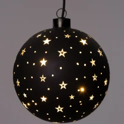 Best Weihnachtsanhänger Kugel Sterne mit LED Beleuchtung warmweiß D 12 cm Weihnachtsdeko Zum Aufhängen