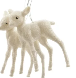 Online Weihnachtsbaumschmuck Hirsch 9 cm weiß 2 St. Weihnachtskugeln & -Anhänger