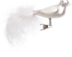 Clearance Weihnachtsbaumschmuck Vogel mit Clip Glas weiß 18 cm Weihnachtskugeln & -Anhänger