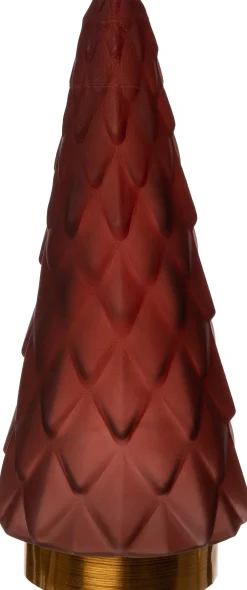 Hot Weihnachtsdeko Baum bordeaux mit 10 LEDs warmweiß D 10,5 H 24,5 cm Weihnachtsfiguren & -Objekte