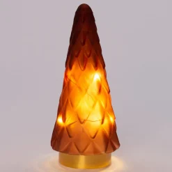 Hot Weihnachtsdeko Baum bordeaux mit 10 LEDs warmweiß D 10,5 H 24,5 cm Weihnachtsfiguren & -Objekte