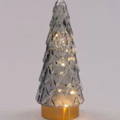 Best Weihnachtsdeko Baum grau / gold beleuchtet mit 10 LEDs D 10,5 H 24,5 cm Weihnachtsfiguren & -Objekte
