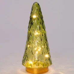 Discount Weihnachtsdeko Baum grün mit 10 LEDs warmweiß D 10,5 H 24,5 cm Weihnachtsfiguren & -Objekte