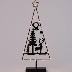 Sale Weihnachtsdeko Baum mit Hirsch 20 LEDs warmweiß 18 x 4 x 45,5 cm Weihnachtsfiguren & -Objekte