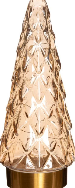 Best Weihnachtsdeko Baum taupe / gold beleuchtet mit 10 LEDs D 10,5 H 24,5 cm Weihnachtsfiguren & -Objekte