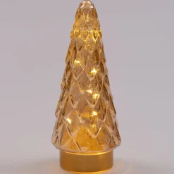 Best Weihnachtsdeko Baum taupe / gold beleuchtet mit 10 LEDs D 10,5 H 24,5 cm Weihnachtsfiguren & -Objekte