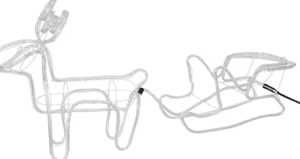 Outlet Weihnachtsdeko Rentier mit Schlitten 324 LEDs warmweiß 145 x 21 x 45 cm Weihnachtsfiguren (Außen)