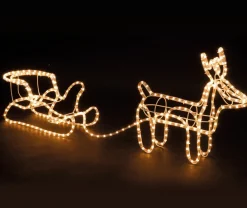 Outlet Weihnachtsdeko Rentier mit Schlitten 324 LEDs warmweiß 145 x 21 x 45 cm Weihnachtsfiguren (Außen)