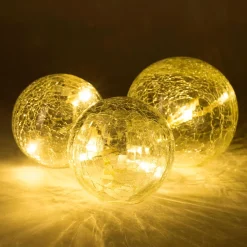 Sale Weihnachtsleuchte Craquelé-Kugeln mit LED-Beleuchtung warmweiß 3 St. Weihnachtsleuchten