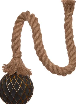 Hot Weihnachtsleuchte mit Seil schwarz / gold D 10 cm mit 8 LEDs warmweiß Weihnachtsdeko Zum Aufhängen