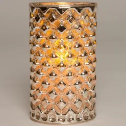 New Weihnachtsleuchte silber mit Flammeneffekt D 7,5 H 12,5 cm gelb Weihnachtsleuchten