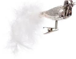 Clearance Weihnachtsschmuck Vogel mit Clip 18 cm silber Weihnachtskugeln & -Anhänger