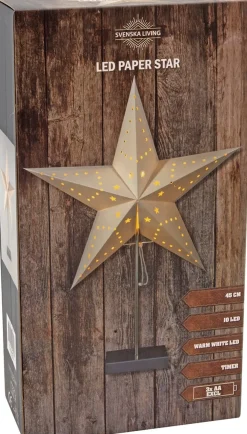 Outlet Weihnachtsstern beleuchtet weiß mit 10 LEDs warmweiß D 45 cm Weihnachtssterne