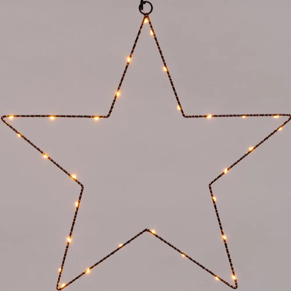 Sale Weihnachtsstern Fensterdeko schwarz beleuchtet mit 70 LEDs extra warm D 40 cm Weihnachtsdeko Zum Aufhängen|Weihnachtssterne